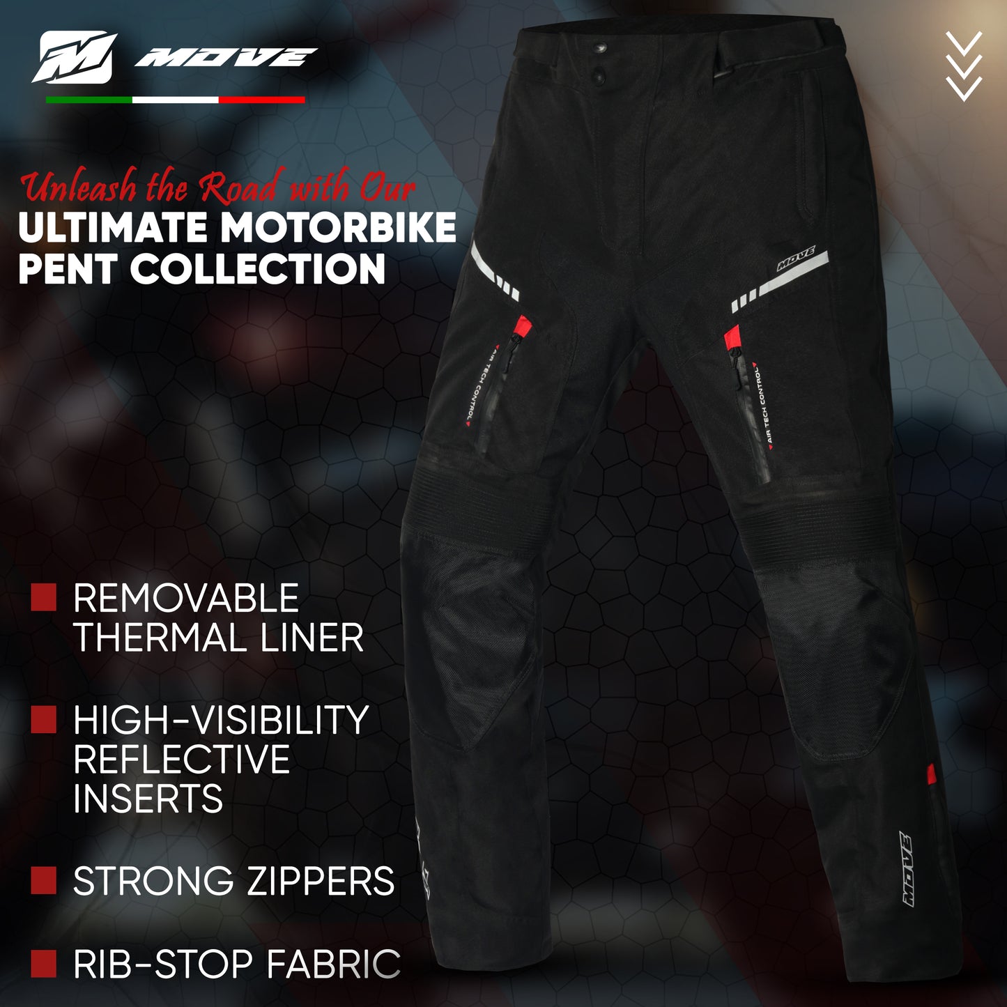 FORD - PANTALONI MOTO TESSILI IMPERMEABILI NERI - CERTIFICATO CE AA