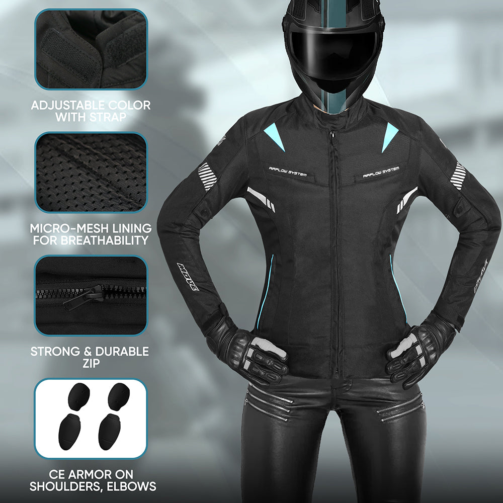 GIACCA DA MOTO IN TESSUTO PER DONNE VIPER NERO & BLU