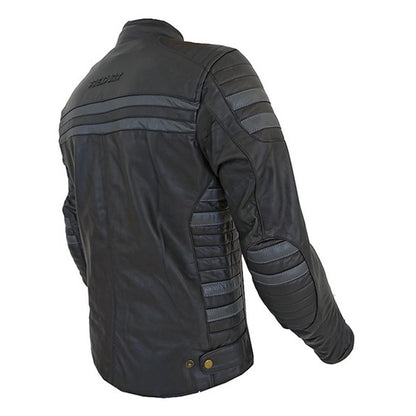 Prexport OLD STRIPES - NERO/GRIGIO UOMO GIACCA IN PELLE DA MOTO CAFE RACER - CE AA