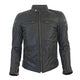 Prexport OLD STRIPES - NERO/GRIGIO UOMO GIACCA IN PELLE DA MOTO CAFE RACER - CE AA