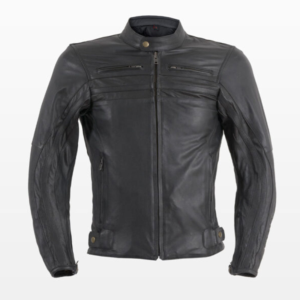 Prexport SHADOW - NERO UOMO GIACCA IN PELLE DA MOTO CAFE RACER - CE AA